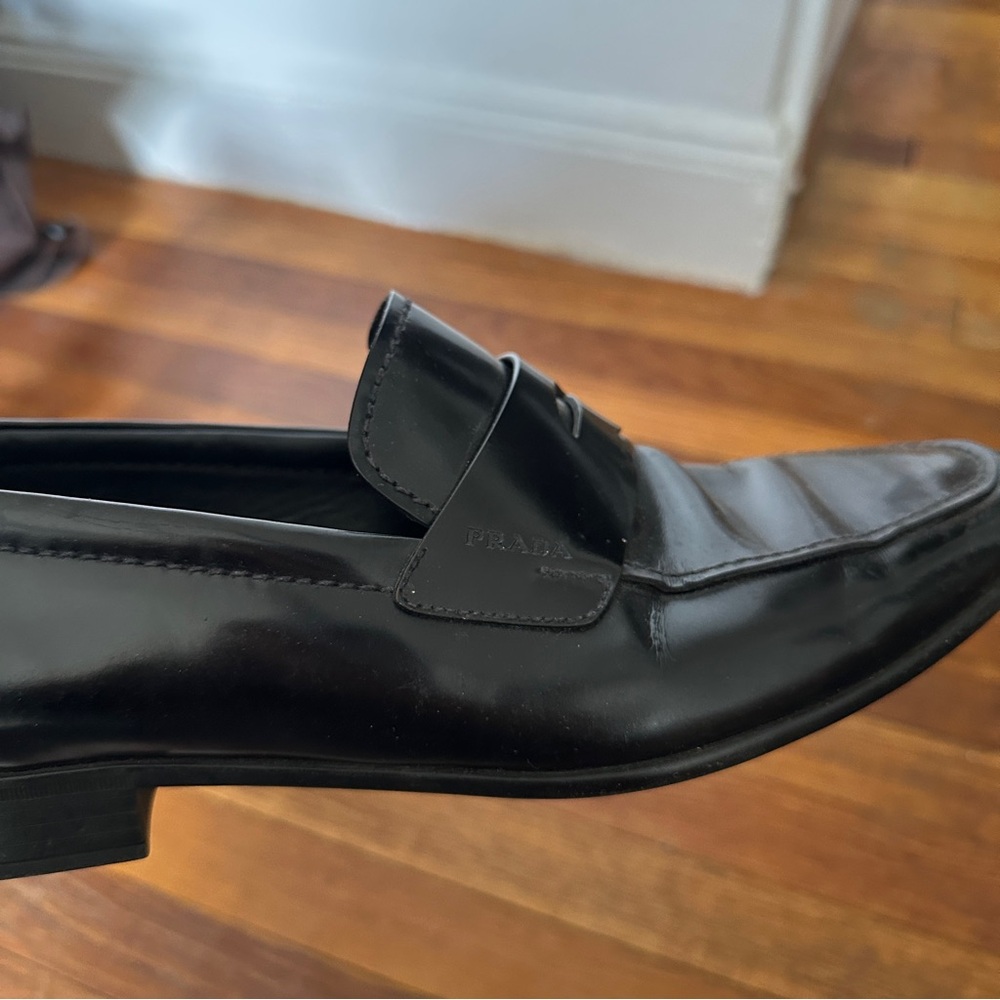 Prada Black Leather Penny Loafers - Picture 5 of 6